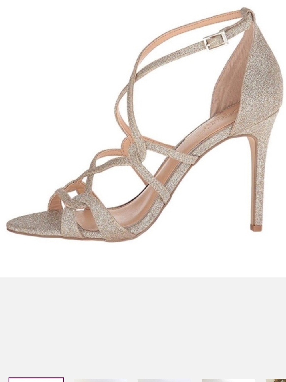 Badgley Mischka Gold Glitter Strappy Stiletto Heels